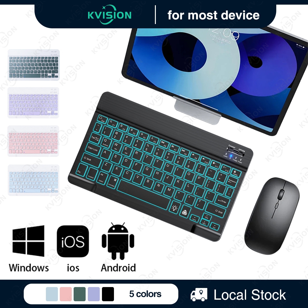 KVISION backlight Bluetooth Keyboard Wireless and Mouse for iPad 11th ...