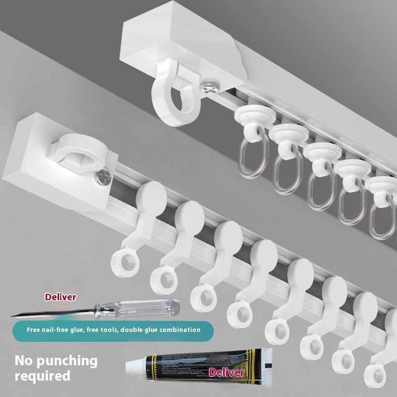 Non-Perforated Curtains Track Ultra-Thin Mute Slide Rail Top Fitting ...