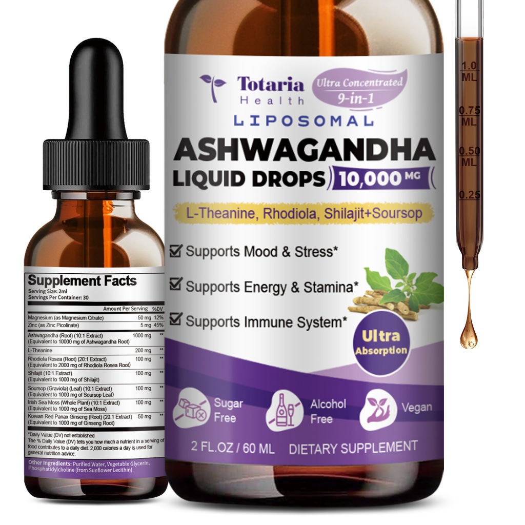 Totaria Liposomal Ashwagandha Liquid Drops With Soursop Bitters L ...
