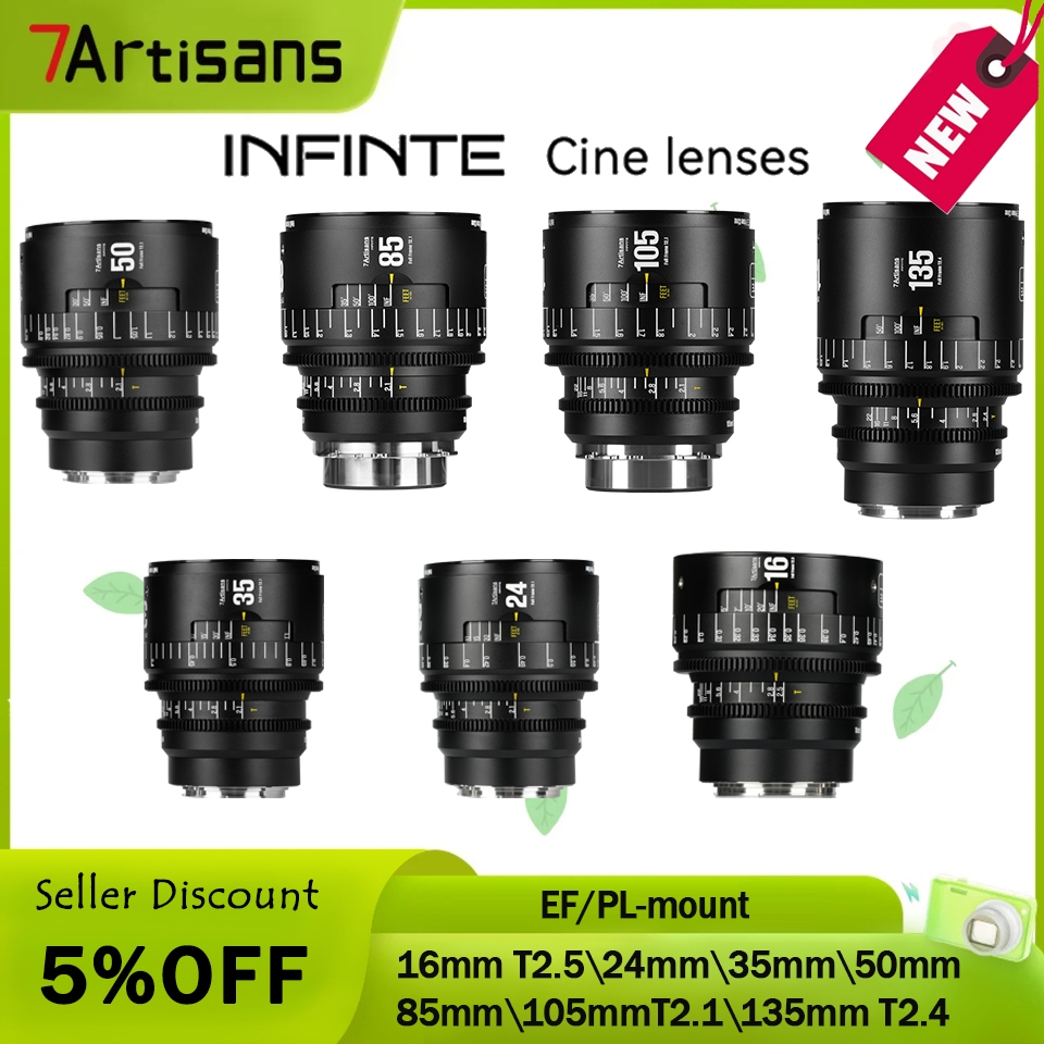 7artisans 16mm/24mm/35mm/50mm/85mm/105mm/135mm T 2.1-2.5 Cinema Lens ...