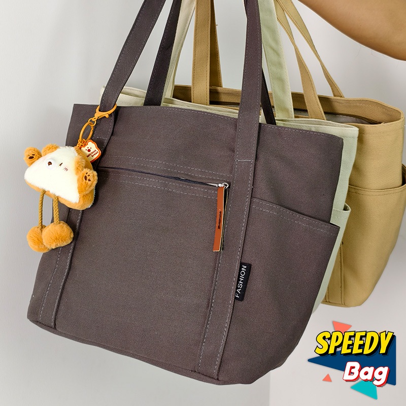 SB419 Multi Pocket Tote Bag For Woman High Quality Canvas School