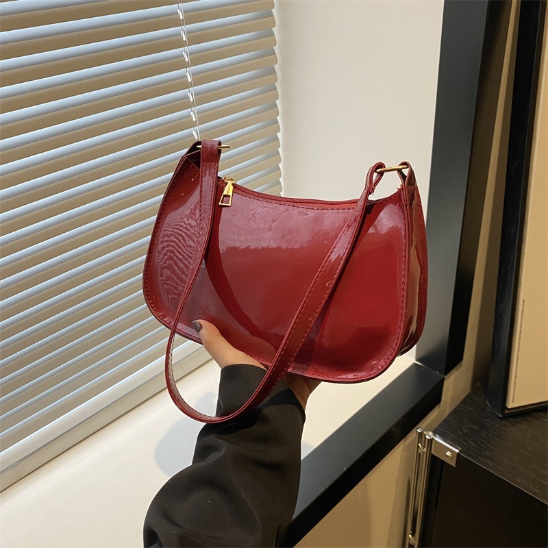 Valérie Dupré - Solid color simple genuine leather shoulder bag