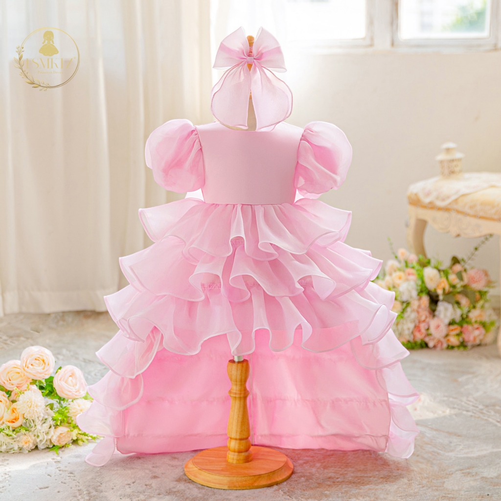 FSMKTZ Pink Elegant Princess Dress For Baby Girls Party Dresses