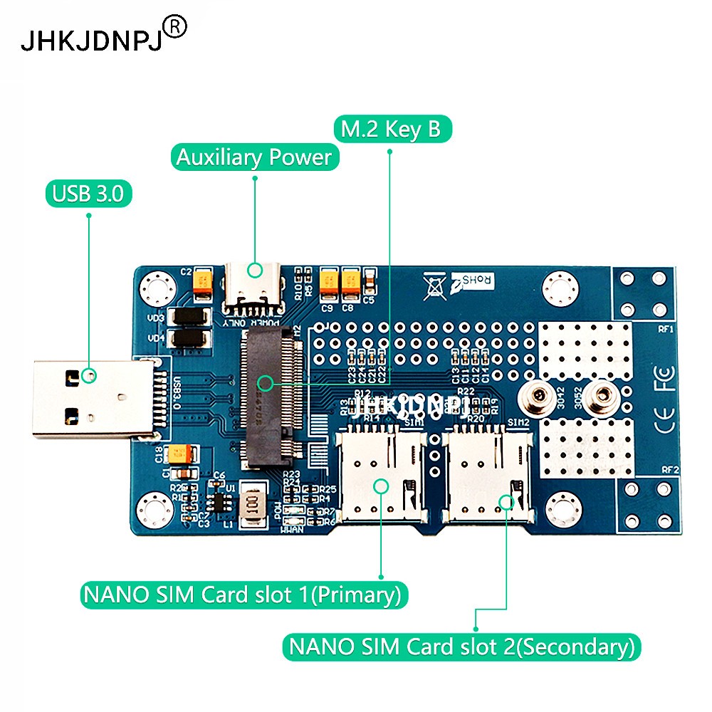 NGFF M.2 to USB3.0 Adapter with Auxiliary Power and Dual NANO SIM card ...