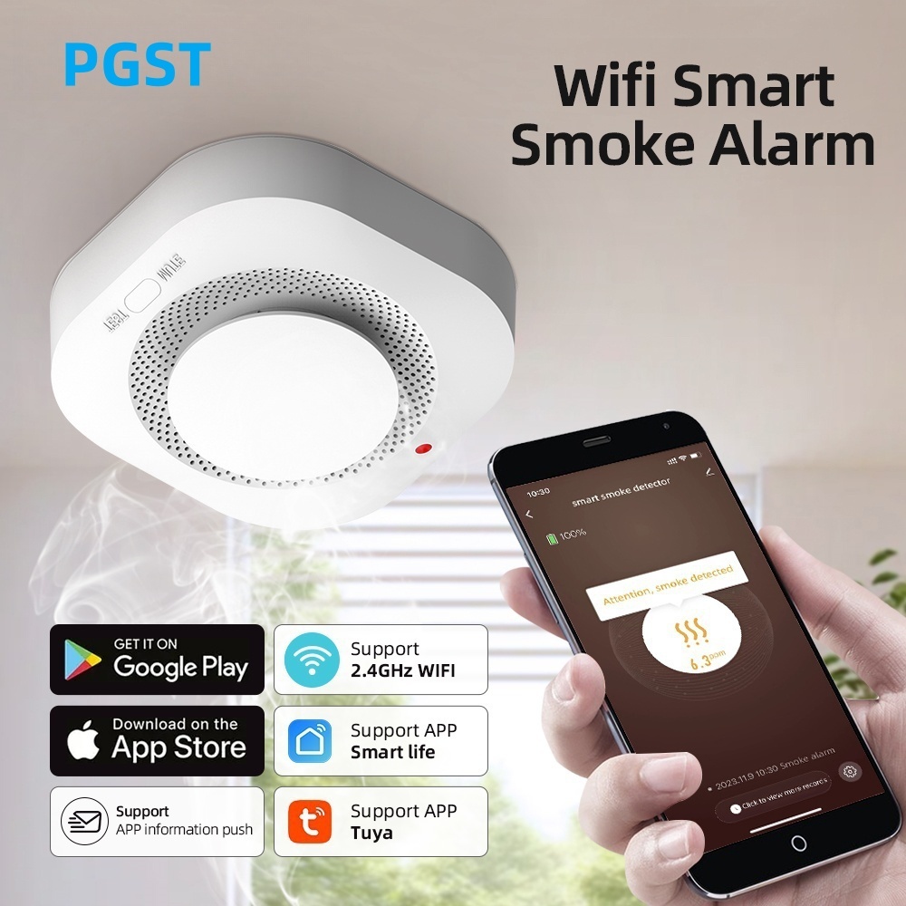 Tuya Smart Smoke Detector Fire detector Security Protection Smoke For ...