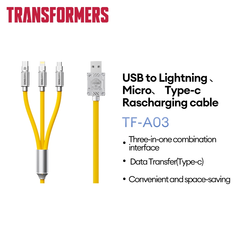 Transformers TF-A03 Fast Charging Data Cable Universal 3 in 1 Multiple ...