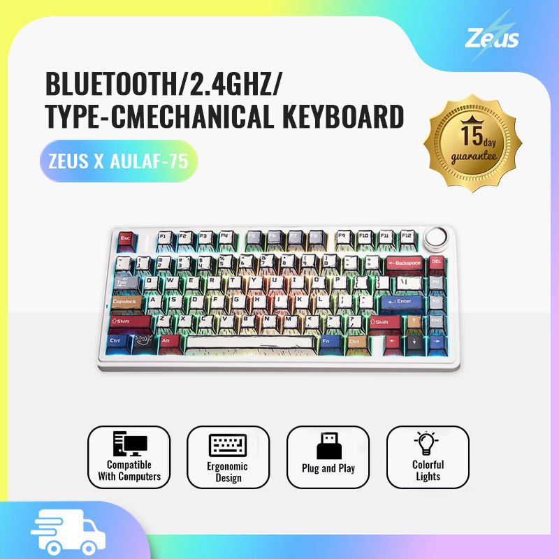Zeus x Aula F75 Mechanical Keyboard Tri-Mode Bluetooth/2.4GHz/Type-CRGB ...