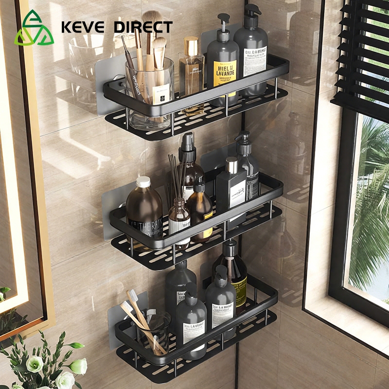 KEVE No Drill Bathroom Organizer Rack Corner Shampoo Holder Rack Toilet ...