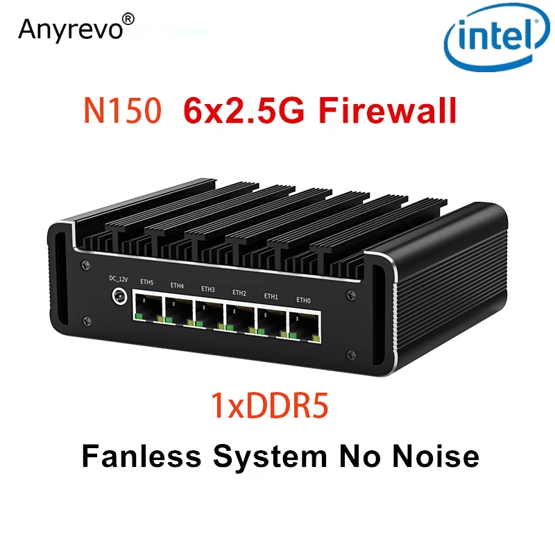 6x2.5G LAN Firewall Router Intel N150 Soft Router i226-V 2.5G Fanless ...