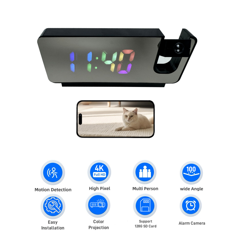 Smart Alarm Clock with 4K Camera | WiFi Security Camera | Motion ...