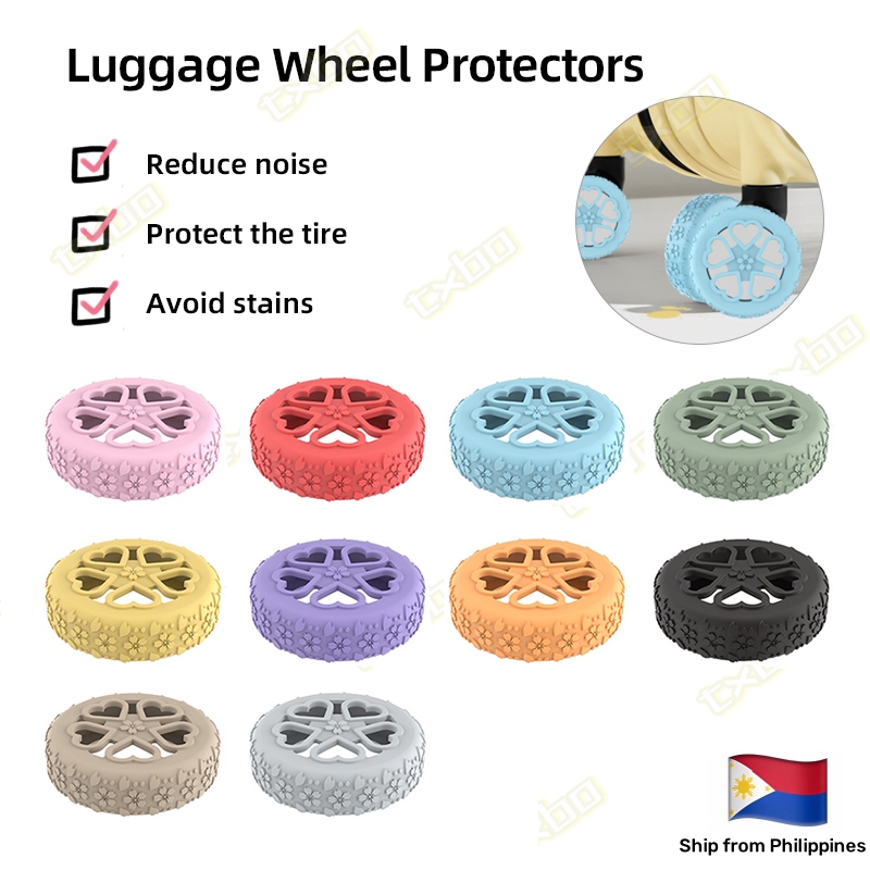 8-Pack Silicone Luggage Wheel Protectors - Full Coverage Caster Covers ...