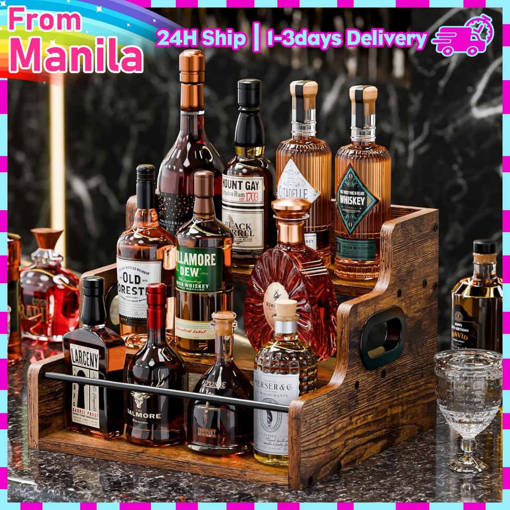 Countertop Wine Rack 3-Stepwooden seasoning rack Whiskey Wine Rack ...