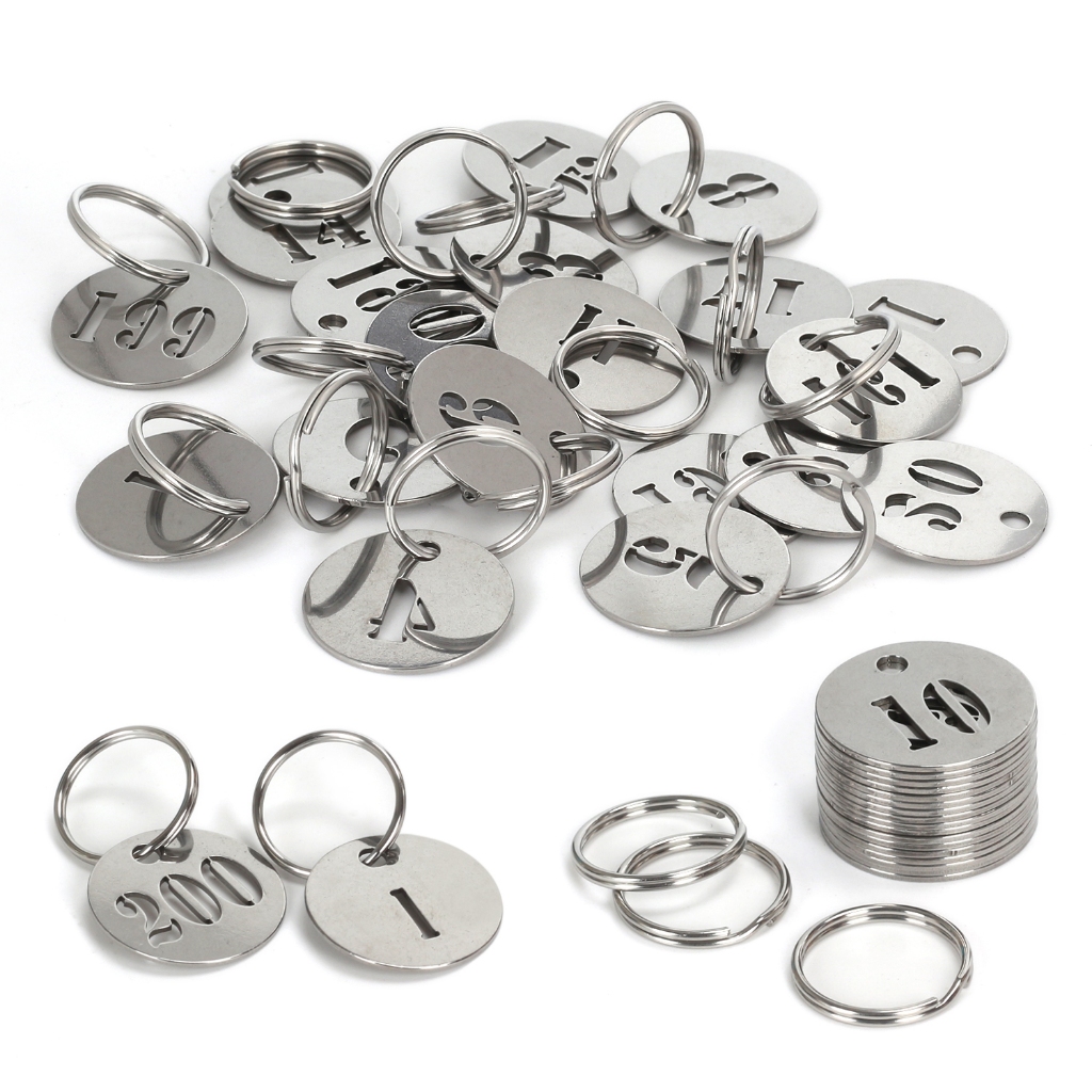 304 Stainless Steel Key Tags with Rings, Hollowed Number ID Tags Key ...