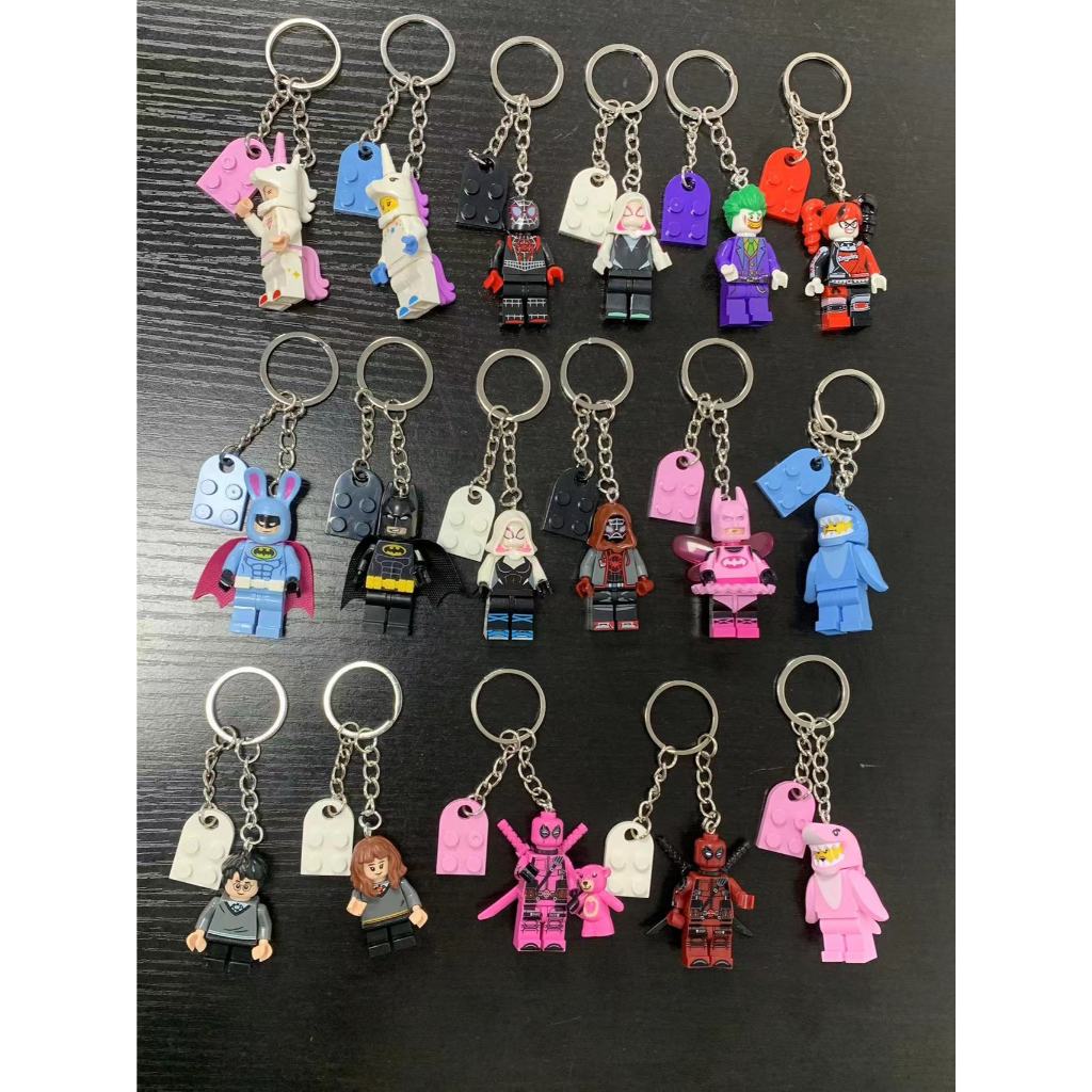 With heart Building blocks Keychain Drawing School Bag Pendant Chain ...