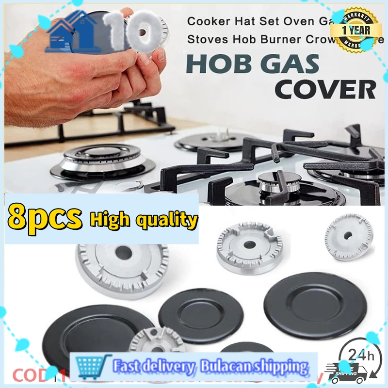 8pcs Universal Cooker & Oven Hob Gas Burner Crown & Flame Cap Cover ...