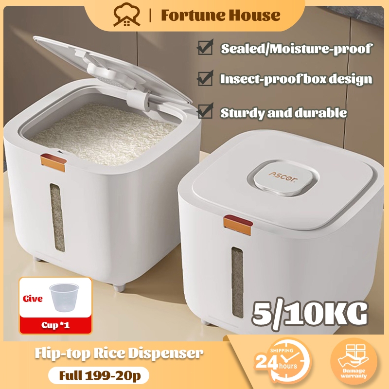 FORTUNE HOUSE Kitchen Rice Dispenser Sealed Insect-Proof/Moisture-Proof ...