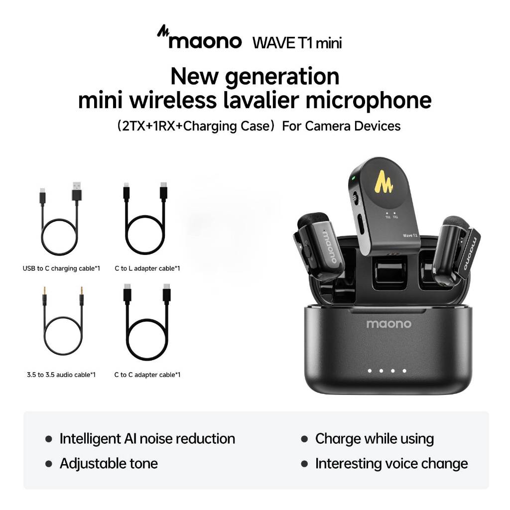 Wireless Lavalier Microphone - 2 Mics With Charging Case For IPhone Android TikTok