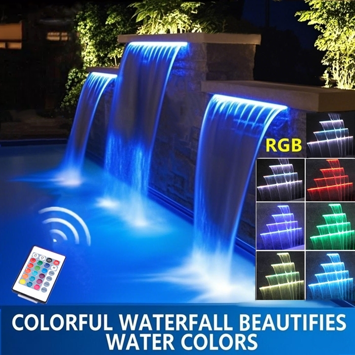 Pool Water Descent Spillway Waterfall RGB Swimming pool lights garden ...