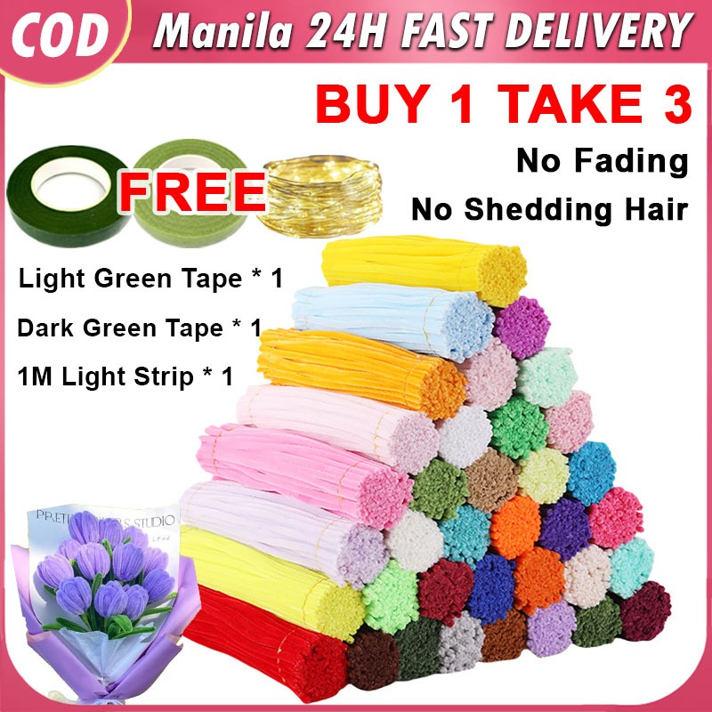100pcs Colorful Dense fuzzy wire pipe cleaner craft flower Chenille ...
