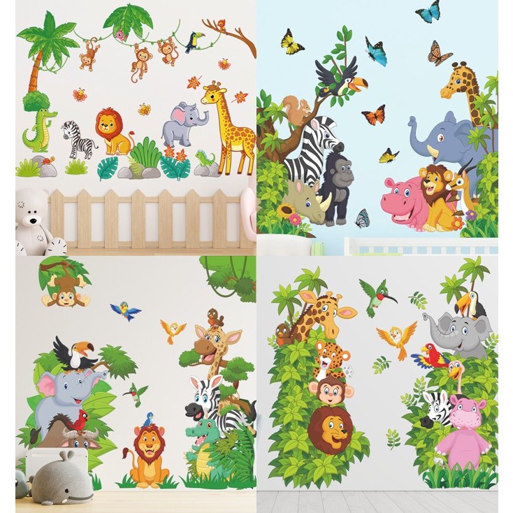 PVC kids wallpaper Cute Cartoon animal wall stickers baby early ...