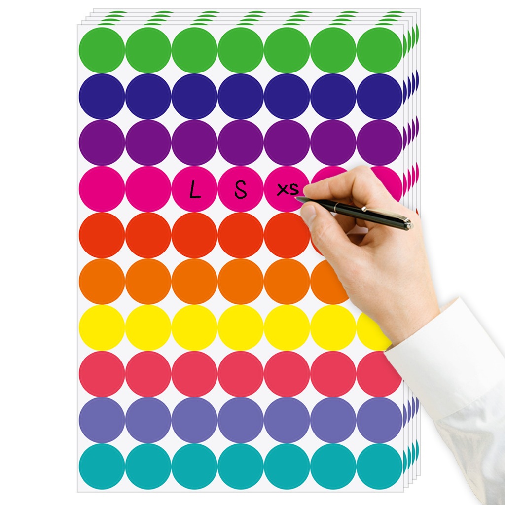 350PCS Colored Dot Stickers Round Color Coding Labels Polka Circle Dot ...