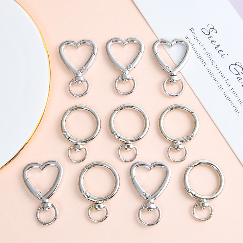 10Pcs Zinc Alloy White K Gold Plated Love Heart Keychain Hardware ...
