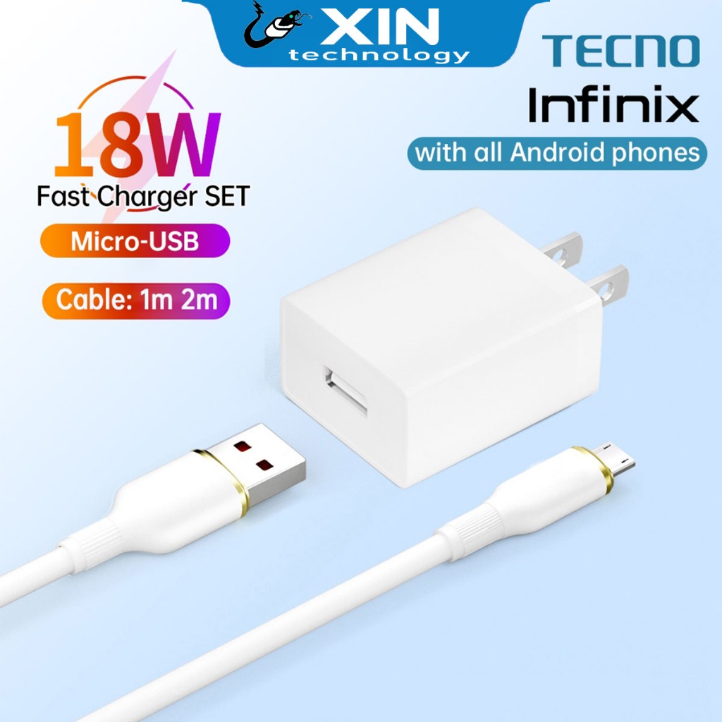 2.4A Fast Charger tecno for Android Micro USB 18W 12W Fast Charging Set ...