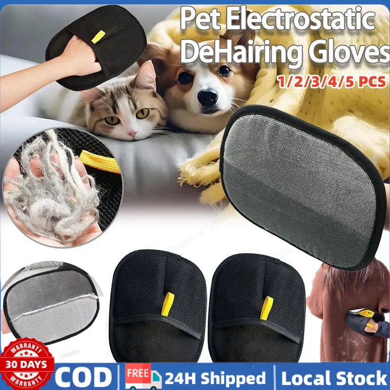 (Local Stock) Pet Electrostatic Dehairing Gloves Pet Grooming Gloves ...