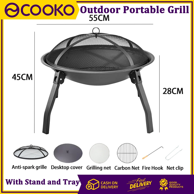 Outdoor Folding Portable Grill Fire Pit Stove Cooking Tools for Camping ...