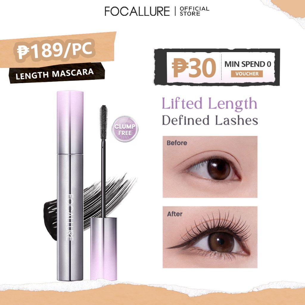 FOCALLURE Length Up Waterproof Mascara Long Lifted Defined Lashes Clump ...