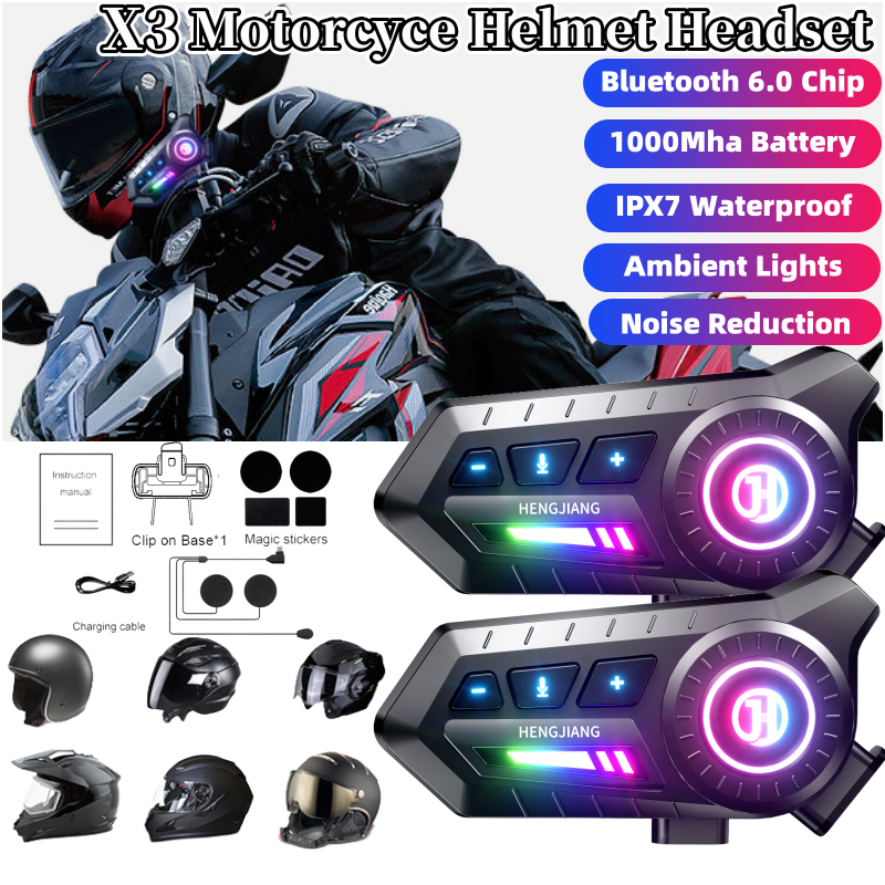 X3 Motorcycle Helmet Bluetooth Headset with Microphone BT6.0 Wireless ...
