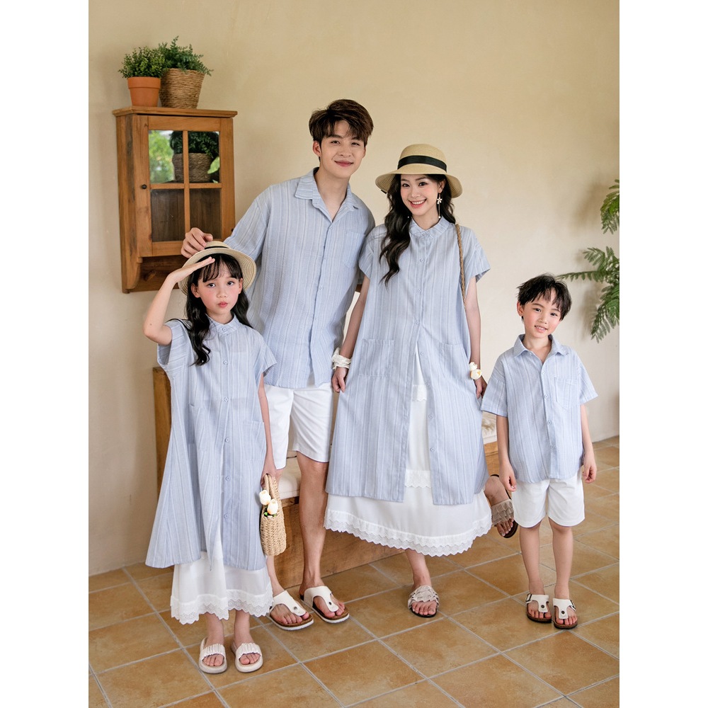 Boy Wear Man Wear Girl Dress Beach Blue Family Outfits Men Polo - Main Image