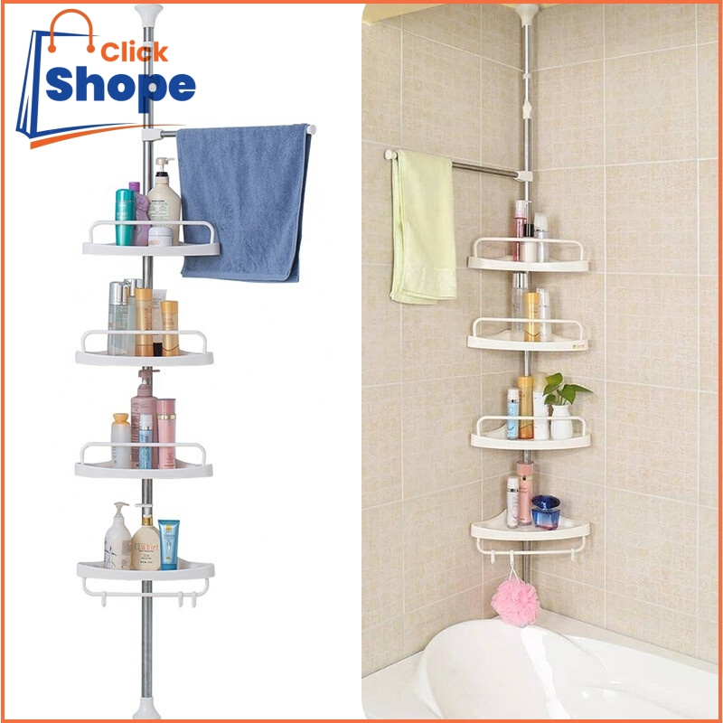 CLICK SHOPE 4 Layer Pole Adjustable Corner Shelf Bathroom Corner ...