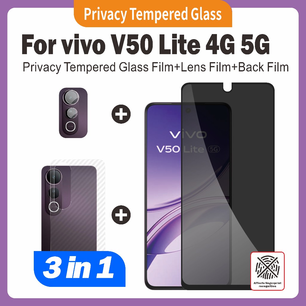 3-In-1 Screen Protector Bundle For vivo V50 Lite 4G 5G : Tempered Glass ...