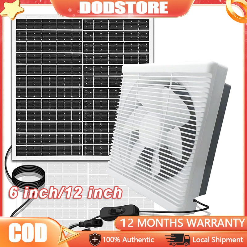 Solar Exhaust Fan 6/12 Inch Ventilation Fan with Solar Panel Greenhouse ...