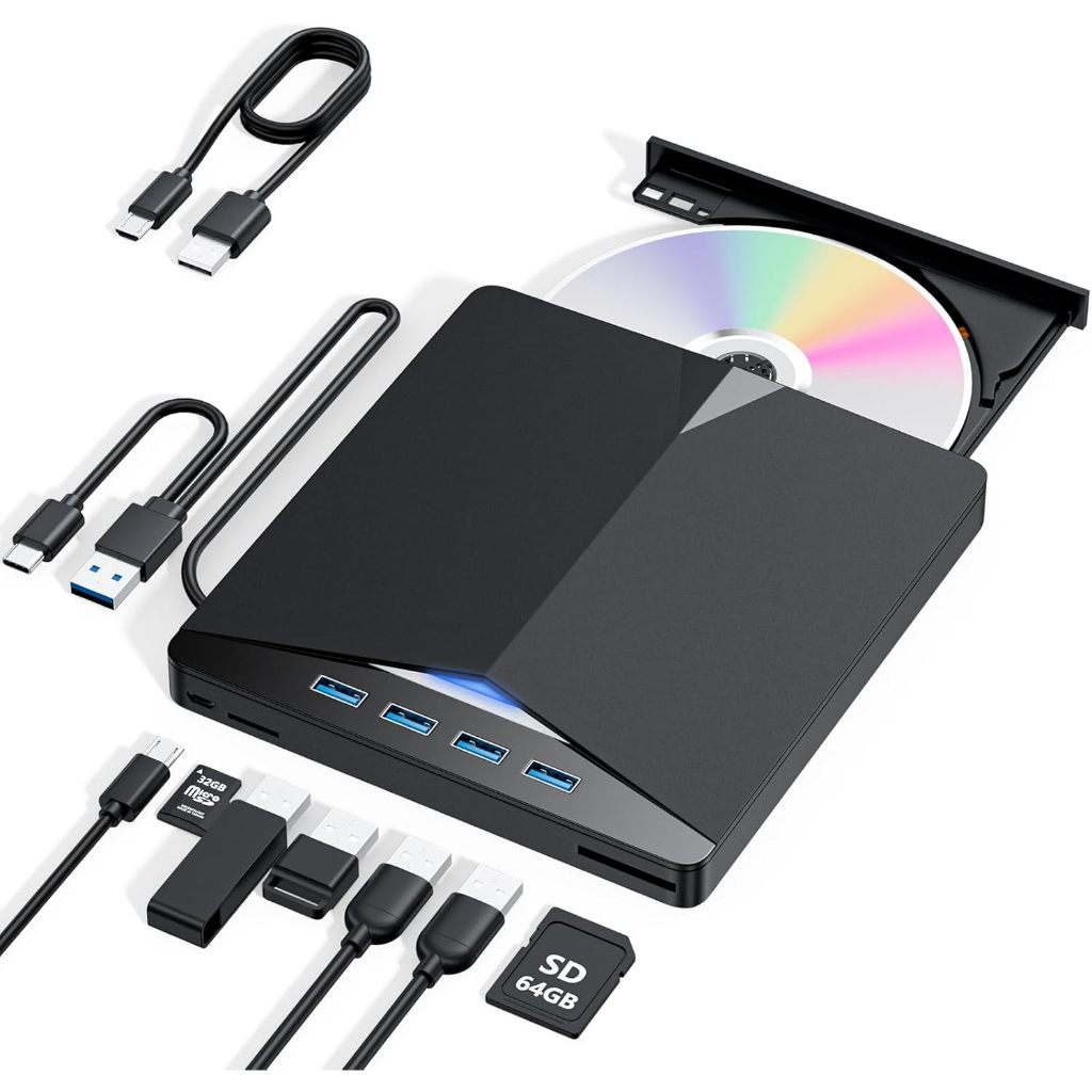 701H External CD/DVD Drive for Laptops, 7-in-1 DVD Player USB 3.0 ...