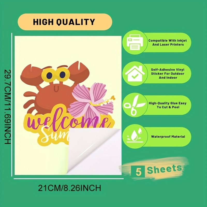 5sheet A4 Glow in the Dark Printable Sticker Paper for Inkjet Printer ...