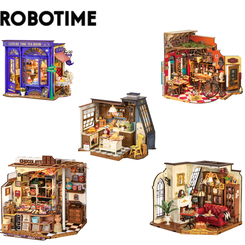 Robotime Rolife DIY dollhouse LED Mini Handmade Kit Set Miniature House ...