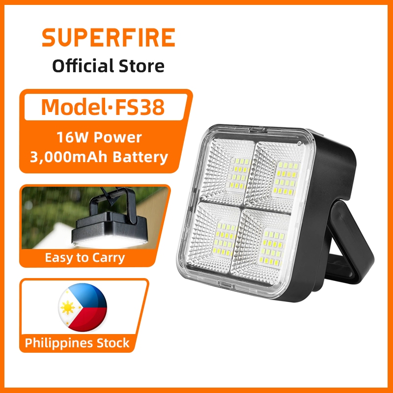 Superfire Fs38 16w Camping Outdoor Lights With Hook Ip54 Waterproof