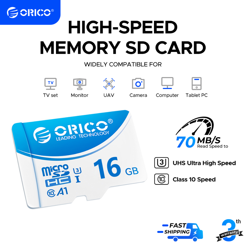 ORICO 16GB microSD 70MB/s Class10 A1 UHS U3 High Speed Flash Memory ...