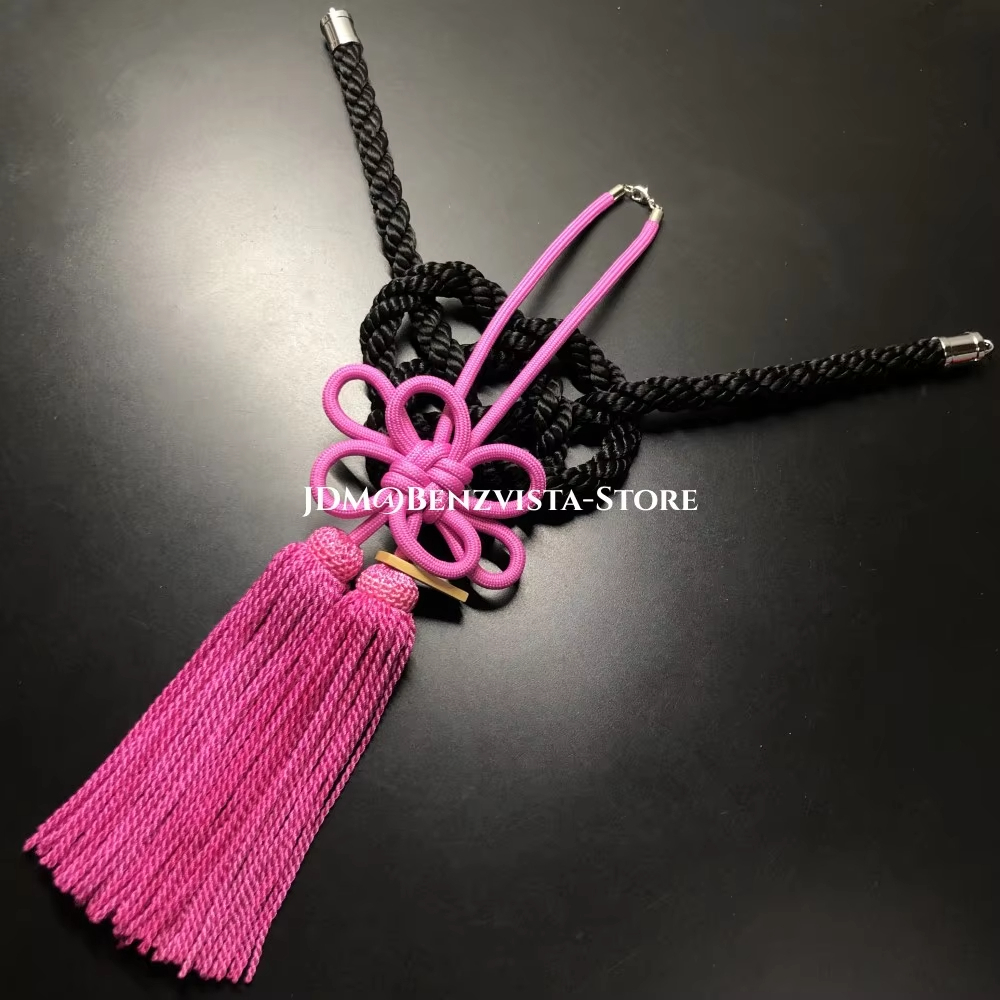 A Set JDM Junction Produce Black Kin Tsuna Rope JP Fusa Kiku Knot For ...