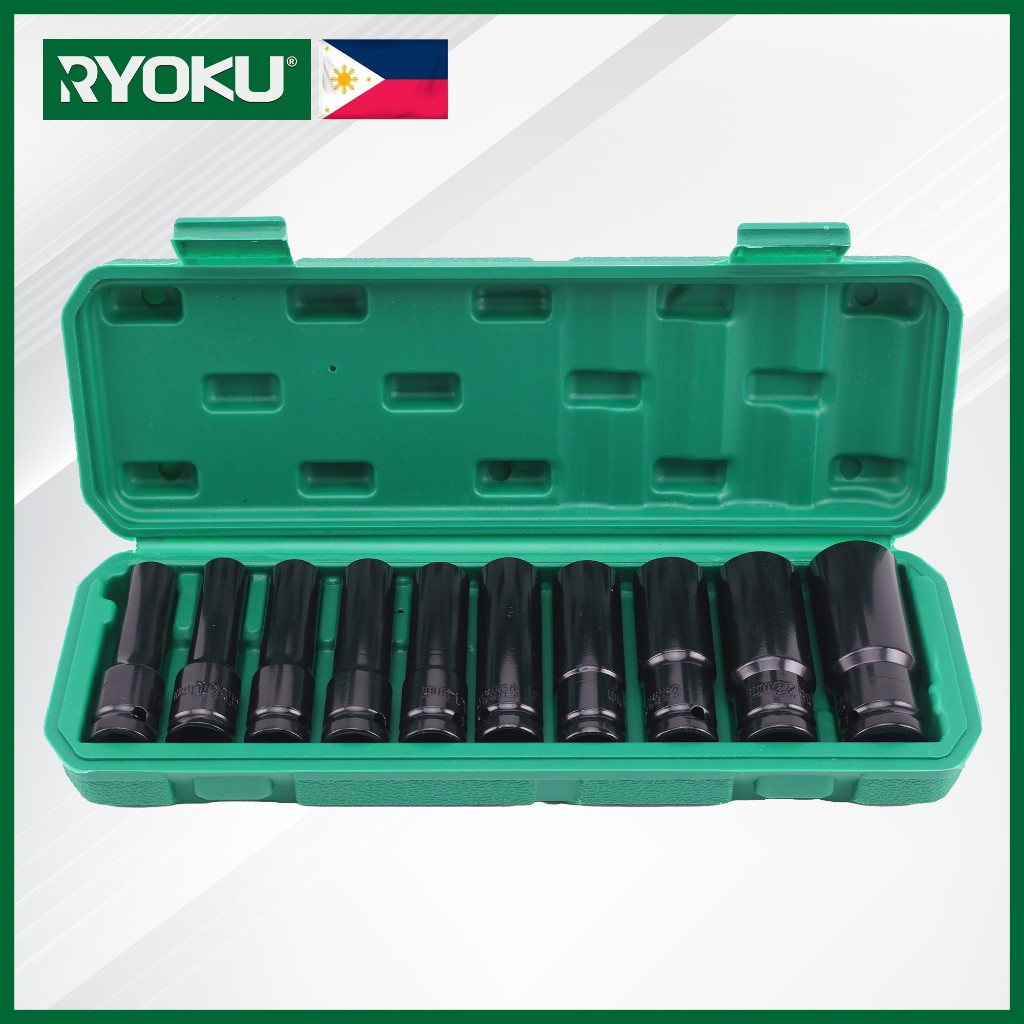 RYOKU Impact Wrench Socket 10 pcs Set 1/2 Electric Power Socket Set 8 ...