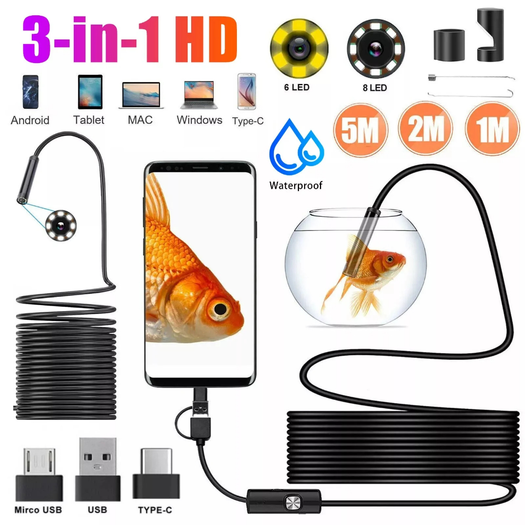 5.5mm/8mm 480P/720P HD Endoscope Camera HD USB Endoscope With 8 LED 1/2 ...