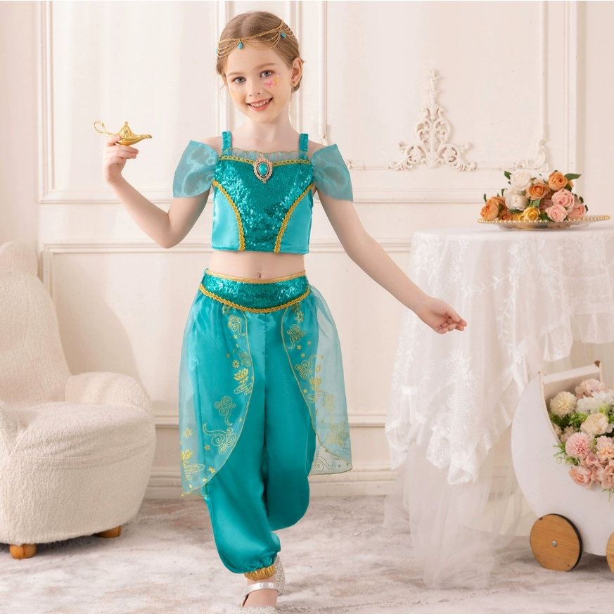 strapless open back dress Kids Princess Jasmine Inspired Dress for Girls – SkipStars main image 1