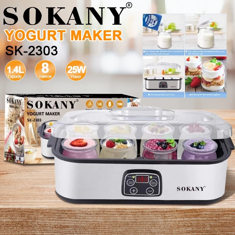 SOKANY 8-Cup Electric Yogurt Maker 1400ml