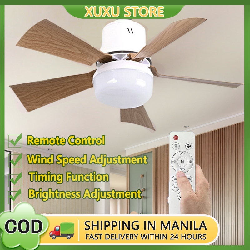 40W Ceiling Fan with Light Bulb Remote Control 3 Colors Socket Fan ...