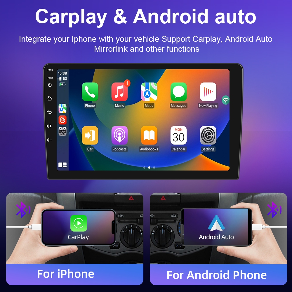 (built in Fan+4G SIM) Android Car Stereo with Bluetooth Wireless ...