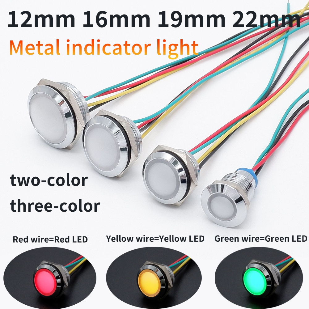 1pcs 12mm 16mm 19mm 22mm Metal LED Indicator Light Waterproof Two/Three ...