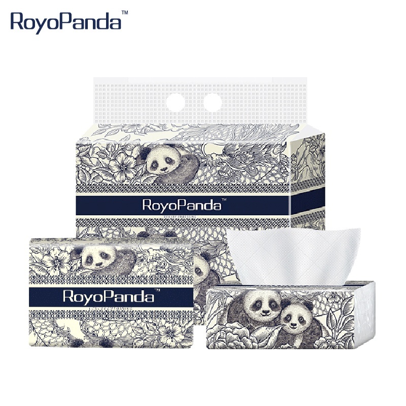 【8 Packs】RoyoPanda Soft Facial Tissue 138*180 mm 4 Ply Facial Tissue ...