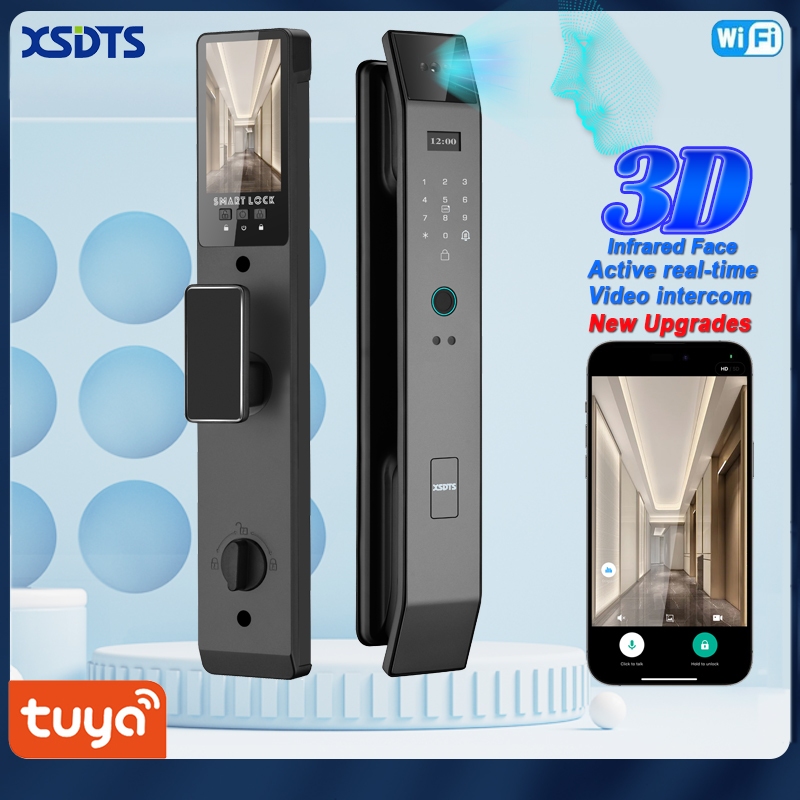 XSDTS 3D Face Smart Door Lock Tuya WIFI Security Camera Monitor ...